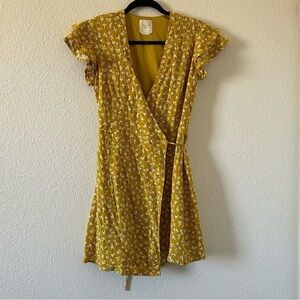 Harper Heritage Women’s True Wrap Dress XSmall Yellow Leaf Print Feminine